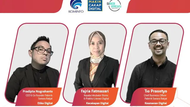 Kementerian Komunikasi dan Informatika Republik Indonesia (Kemenkominfo) berkolaborasi dengan Gerakan Nasional Literasi Digital Siberkreasi menyelenggarakan kegiatan webinar untuk kelompok masyarakat/komunitas di wilayah Sumatera dengan tema “Konsep Bisni