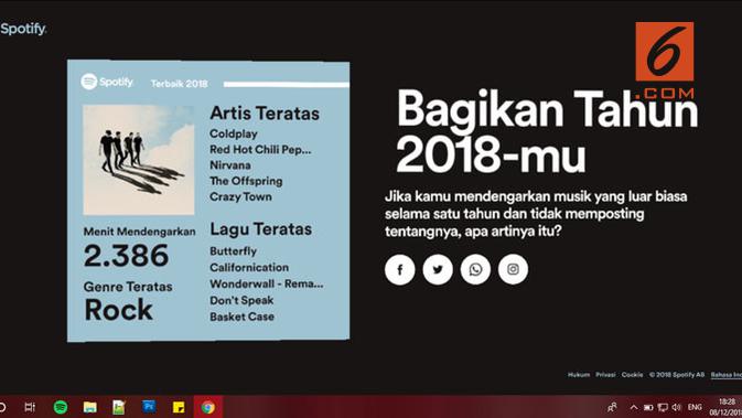 Spotify Wrapped 2018. Liputan6.com/ Yuslianson