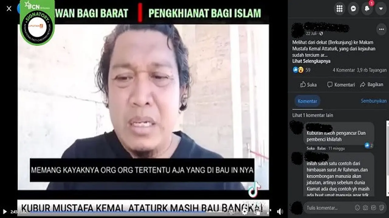 Gambar Tangkapan Layar Video yang Diklaim Makam Presiden Pertama Turki, Mustafa Kemal Ataturk Tercium Bau Busuk (sumber: Facebook).