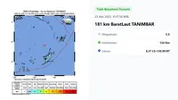 Gempa hari ini di akhir pekan, Minggu (23/3/2025)&nbsp;menggetarkan pukul 10:17:56 WIB di wilayah Tanimbar, Provinsi Maluku. (www.bmkg.go.id)