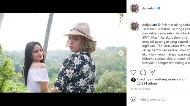 Dul Jaelani tulis kalimat romantis di hari ulang tahun Tissa Biani
