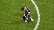 Pemain Argentina Lionel Messi melakukan selebrasi di akhir laga semifinal Piala Dunia 2026 antara Inggris vs Argentina di Atlanta, Rabu, 15 Juli 2026. (AP Photo/Mike Stewart)