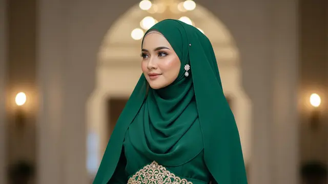 Model Gamis Brokat Arabic Style dengan Sentuhan Glamor