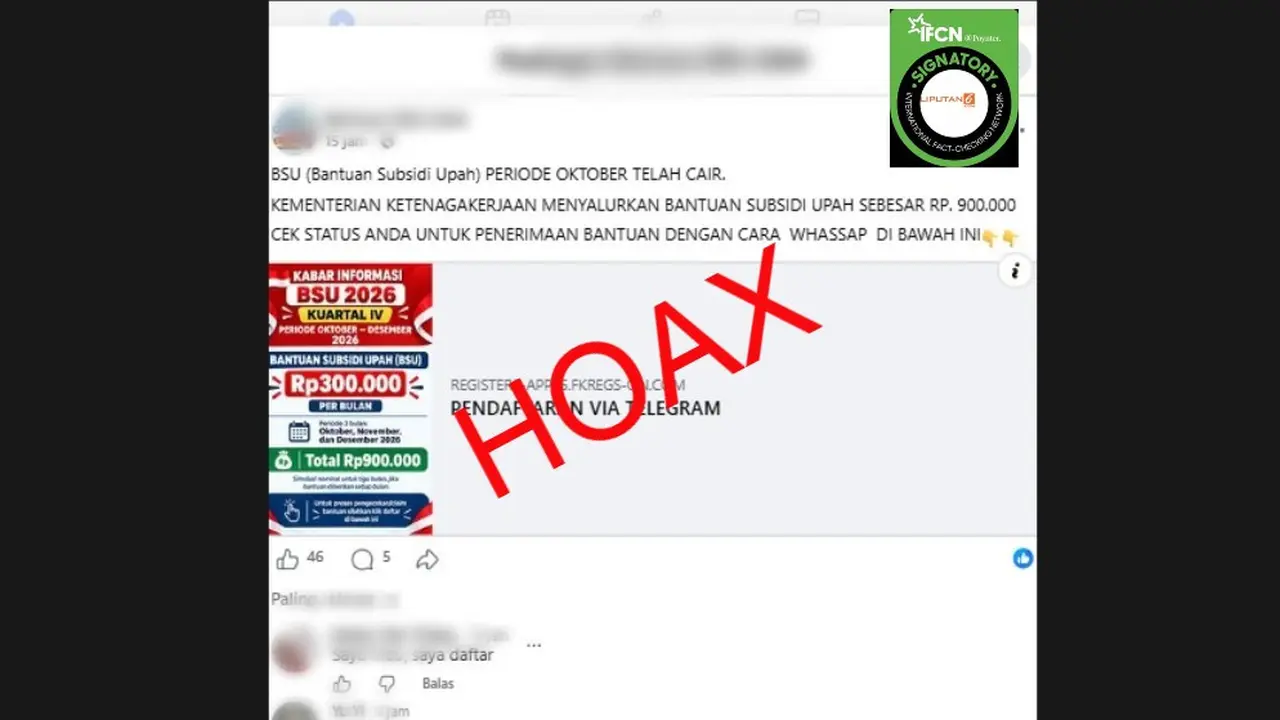 Cek Fakta Liputan6.com mendapati klaim link pengecekan status penerima BSU periode Oktober 2026.