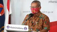 Juru Bicara Penanganan COVID-19 di Indonesia, Achmad Yurianto saat konferensi pers Corona di  Graha BNPB, Jakarta, Rabu (8/4/2020). (Dok Badan Nasional Penanggulangan Bencana/BNPB)