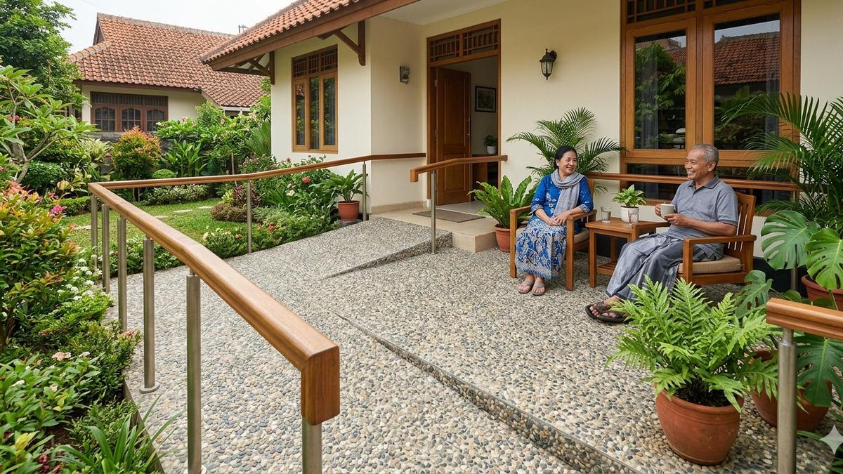 7 Model Teras Depan Rumah untuk Lansia agar Tidak Licin dan Tetap Mudah Dirawat