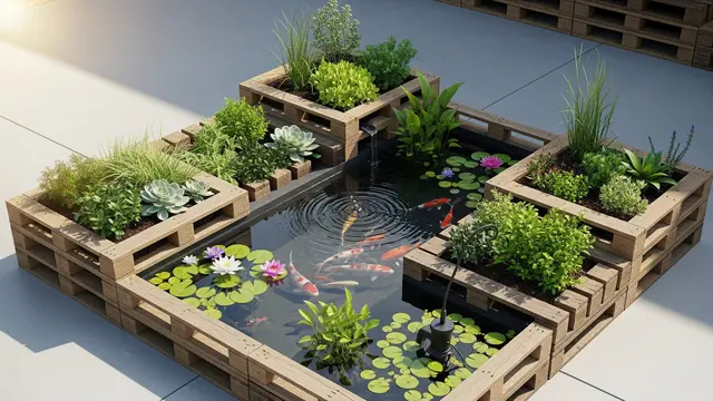 Kolam Ikan Mini untuk Halaman Cor Beton (Gemini AI)