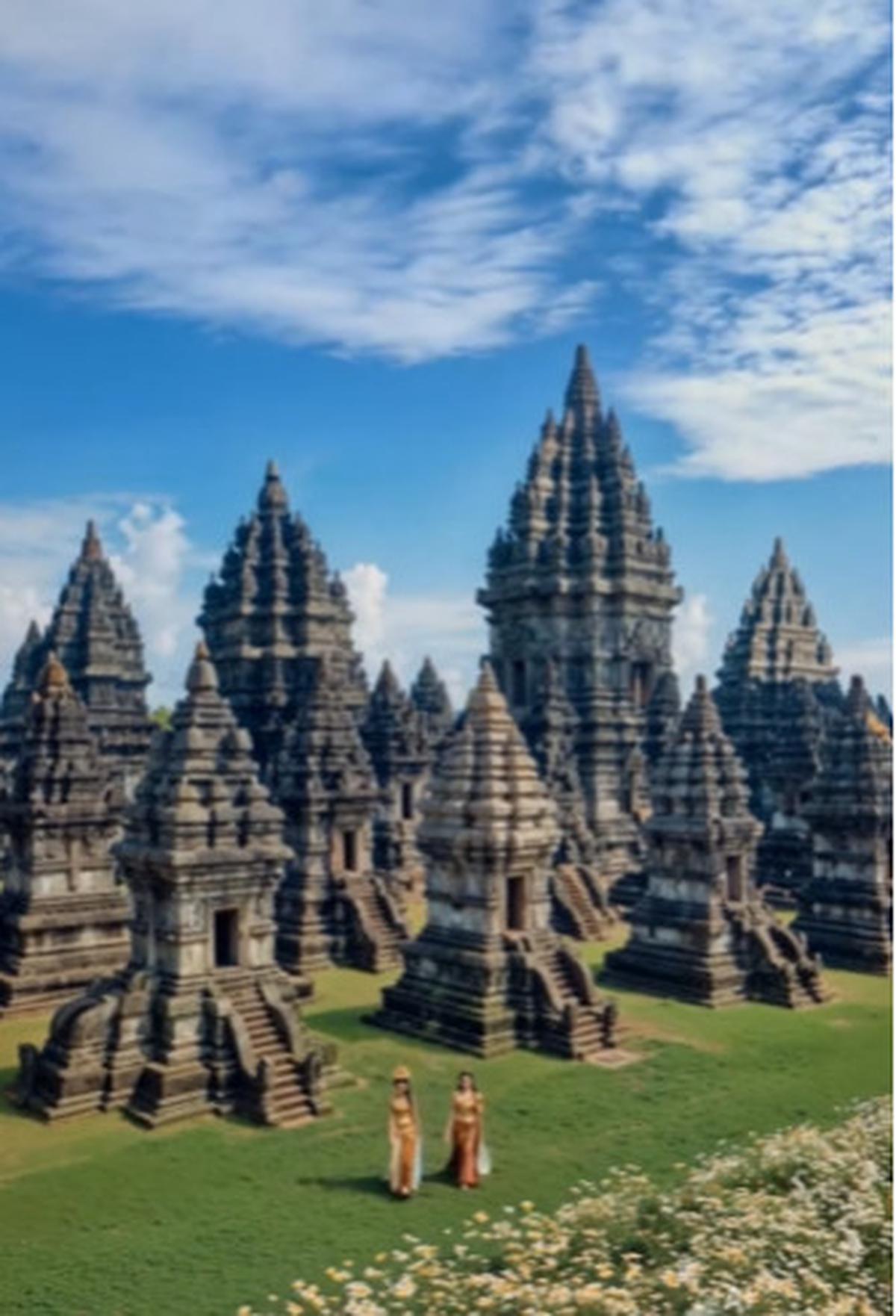 Dibangun Abad 9 buat para Dewa lalu Runtuh, Begini Indahnya Penampakan Candi Prambanan Secara Utuh Versi AI