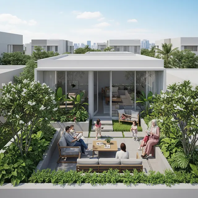 Rumah Desain Rooftop Garden Fungsional (Gemini AI)