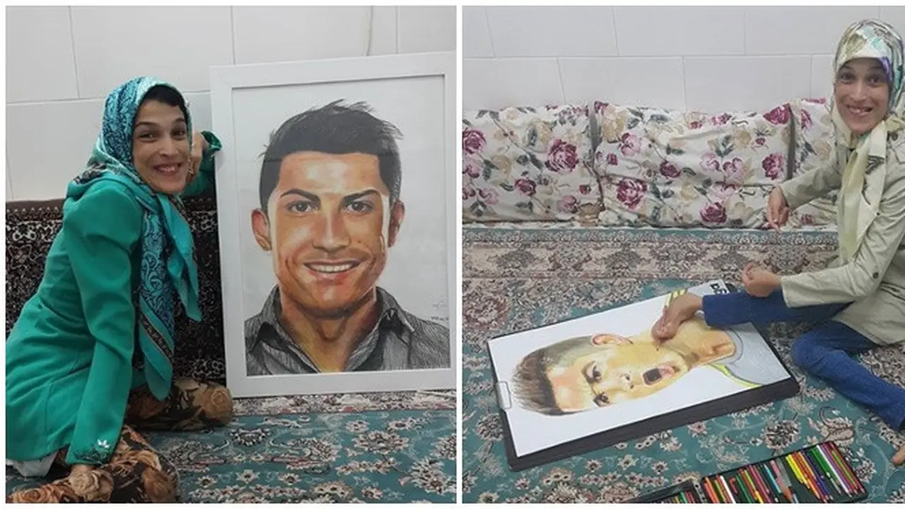 Wanita Difabel Ini Lukis 3 Wajah Pemain Bola Dengan Kaki