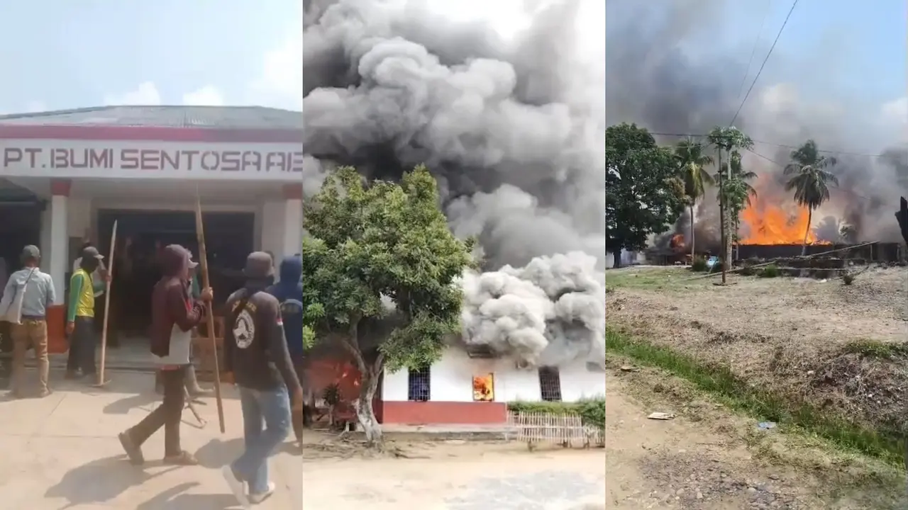 Kerusuhan terjadi di kawasan PT Bumi Sentosa Abadi Kecamatan Anak Tuha, Kabupaten Lampung Tengah. (Istimewa).