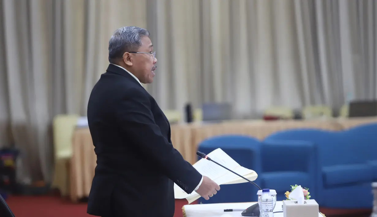 Wakil Ketua Pengadilan Tinggi Palangkaraya  saat wawancara terbuka calon hakim agung serta calon hakim ad hoc HAM dan Tipikordi Gedung Komisi Yudisial , Jakarta, Selasa (4/8/2026). (KLY/ Arie Basuki)
