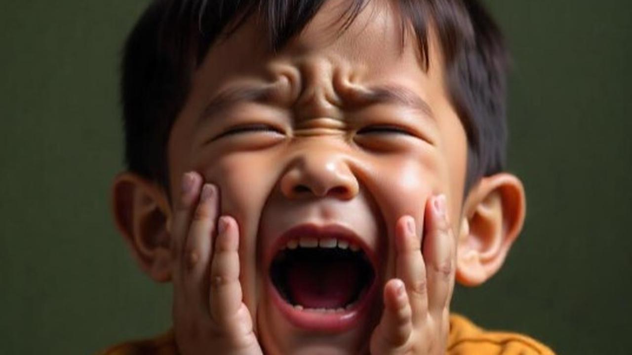 Ilustrasi anak kecil sedang tantrum