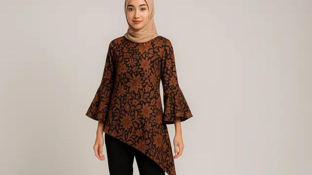 7 Model Atasan Batik Wanita Blouse Asimetris, Bikin Gaya ke Kantor Makin Elegan