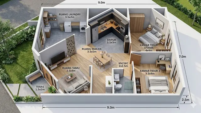 Ide Rumah Kecil dengan Laundry Room