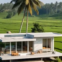 Ilustrasi Rumah Tengah Sawah (Sumber: Meta AI)