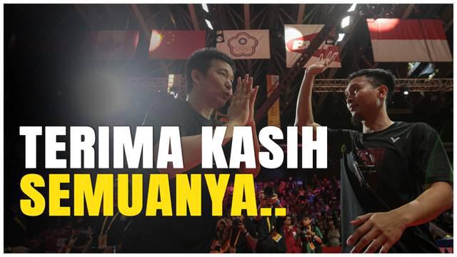 Berita Video, momen Mohammad Ahsan dan Hendra Setiawan hampiri suporter di Istora Senayan pada Minggu (26/1/2025)