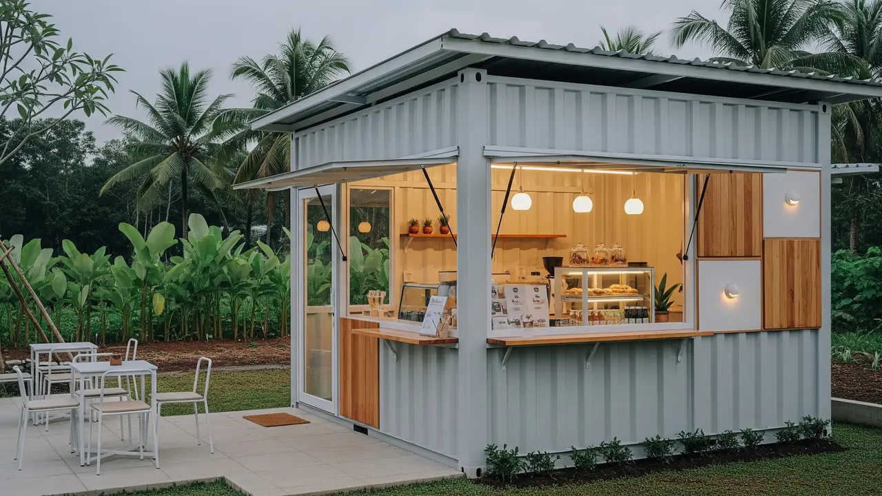 Desain Warung Jualan Kontainer dari Baja Ringan/ Ilustrasi AI