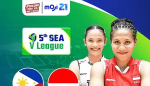 Link Live Streaming Filipina vs Indonesia pada laga terakhir SEA V League 2025 putaran pertama bisa didapat di Vidio. Pertandingan ini juga disiarkan langsung oleh Moji. (foto: instagram @mojisports_)