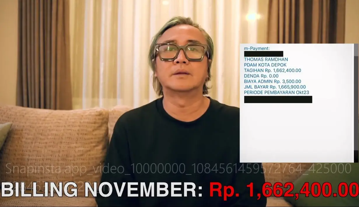 Setelah membuat pengaduan, sekitar seminggu pihak perusahaan air mengirim orang untuk memeriksa kemungkinan terjadi kebocoran. Ternyata, juga tidak ditemukan adanya kebocoran. Kemudian, di bulan November 2023, muncul tagihan mencapai 1,6 juta. [Instagram/thomasramdhan]