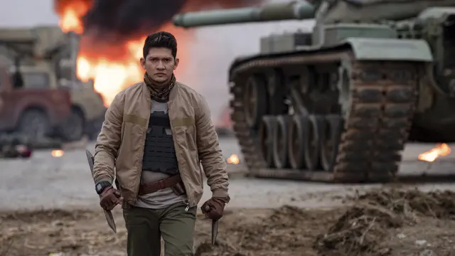 Iko Uwais dalam Expend4bles atau The Expendables 4.  (Lionsgate via AP)