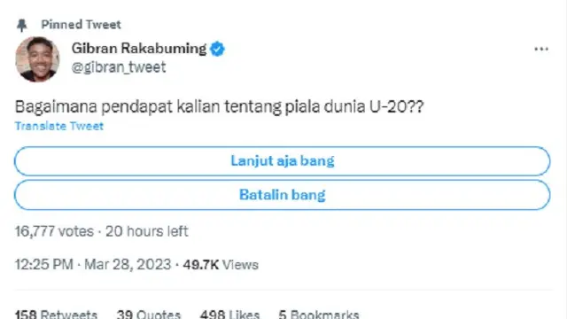 Gibran Rakabuming Raka (Foto:Twitter/@gibran_tweet)