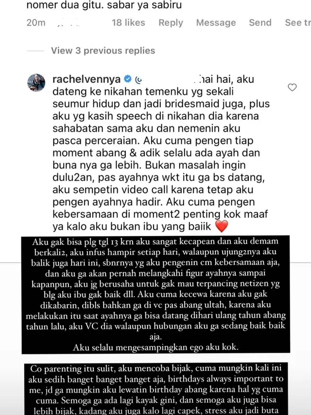 Tanggapan Rachel Vennya ke Netizen yang Julid