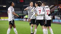 Manchester United meraih kemenangan 1-0 atas Burnley pada laga lanjutan Premier League musim ini di Turf Moor, Rabu (13/1/2021) dini hari WIB. Gol tunggal kemenangan MU dicetak oleh Paul Pogba. (AFP/POOL/Clive Brunskill)