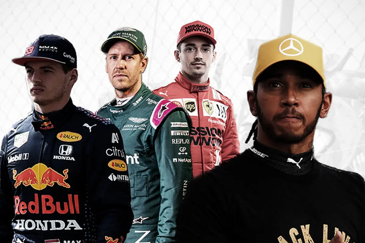 Lewis Hamilton, Max Verstappen, Charles Leclerc dan Sebastian Vettel