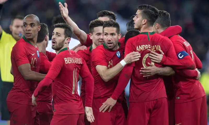 Timnas Portugal menang 2-1 atas Mesir pada laga persahabatan di Stadion Letzigrund, Zurich, Swiss, Jumat (23/3/2018) waktu setempat. (Melanie Duchene/Keystone via AP)