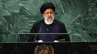 Presiden Iran Seyyed Ebrahim Raisi berbicara pada Majelis Umum PBB (UNGA) di markas besar PBB pada 19 September 2023 di New York City. (Dok:&amp;nbsp;M. Santiago/AFP)