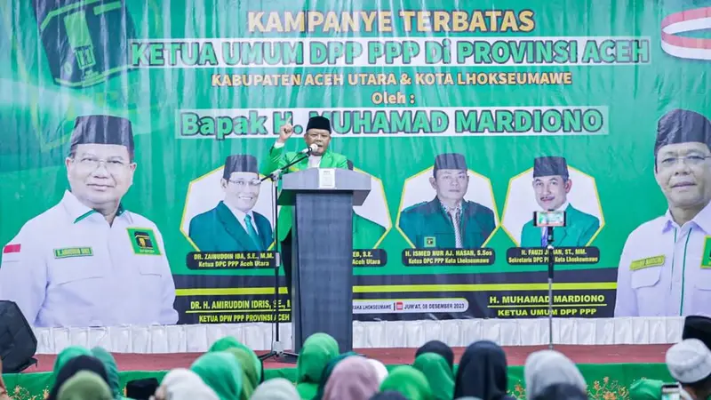 Plt Ketua Umum Partai Persatuan Pembangunan (PPP) Muhamad Mardiono di Hotel Lido Lhokseumawe, Jumat (8/12/2023) (Istimewa)