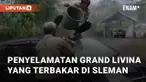 Beredar video viral di sosial media terkait penyelamatan mobil dari kebakaran. Aksi ini terjadi di Kaliadem Cangkringan, Sleman, Yogyakarta. Senin (15/4/2024)