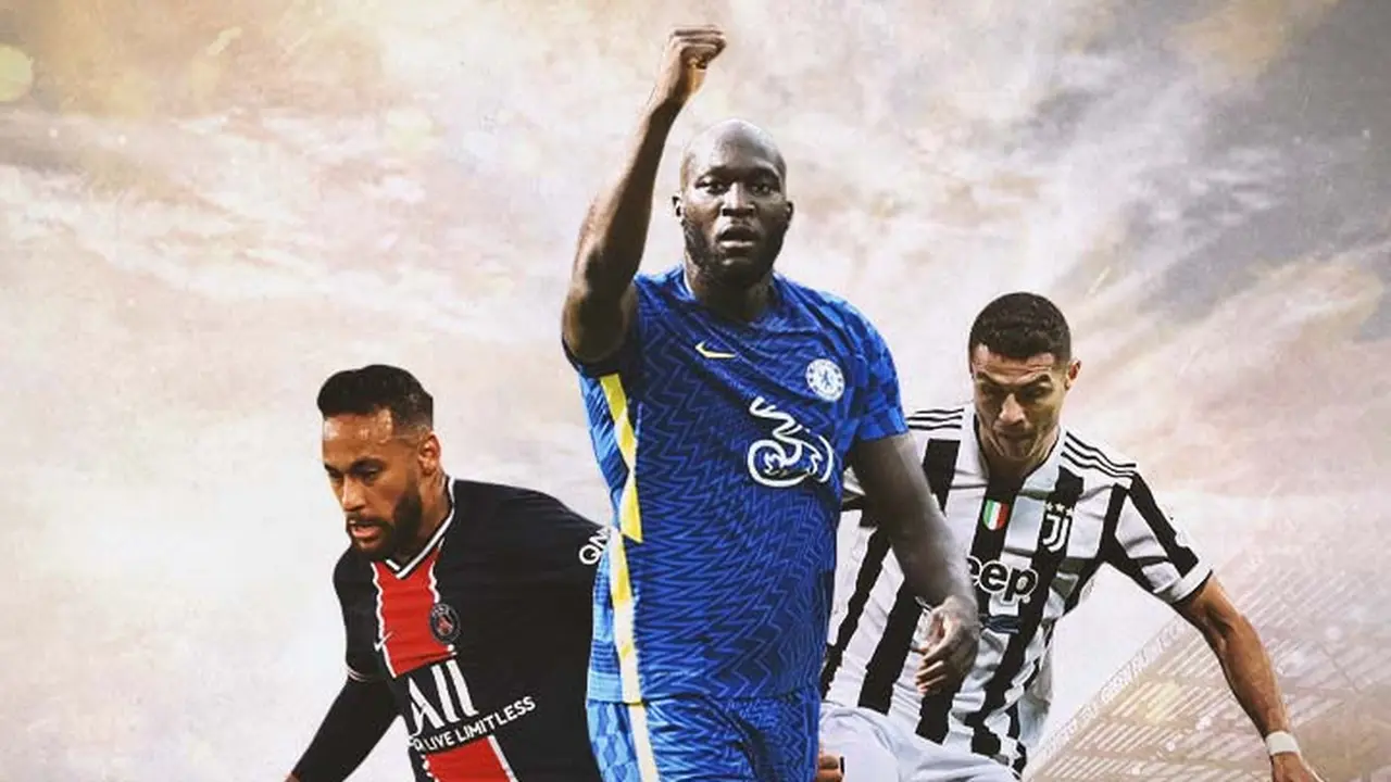 Ilustrasi - Neymar, Romelu Lukaku, Cristiano Ronaldo