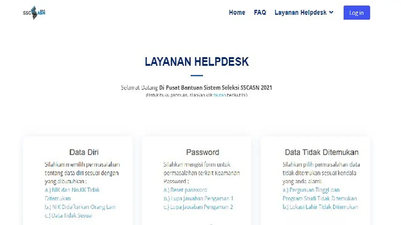 Layanan Helpdesk CPNS 2021 di SSCASN