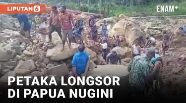 Para penyintas mencari sanak saudara yang hilang di tengah tumpukan tanah dan puing-puing di lokasi tanah longsor yang menghancurkan desa terpencil di pegunungan Papua Nugini. Badan Migrasi Internasional memperkirakan jumlah korban tewas meningkat me...