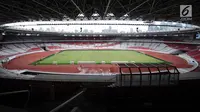Kondisi Stadion Gelora Bung Karno pasca renovasi, Jakarta, Jumat (12/1). Stadion GBK akan diresmikan penggunaannya sekaligus menggelar pertandingan persahabatan antara Indonesia vs Islandia, Minggu (14/1). (Liputan6.com/Helmi Fithriansyah)
