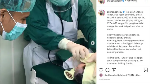 Choky Sitohang dikaruniai anak ketiga