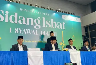 Menteri Agama Nasaruddin Umar usai memimpin sidang isbat, Kamis (19/3/2026). (Delvira Hutabarat/Liputan6.com)