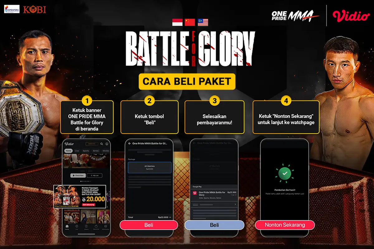 Tiket nonton One Pride MMA Battle for Glory resmi tersedia. Beli paket PPV-nya sekarang hanya Rp20.000 di Vidio.