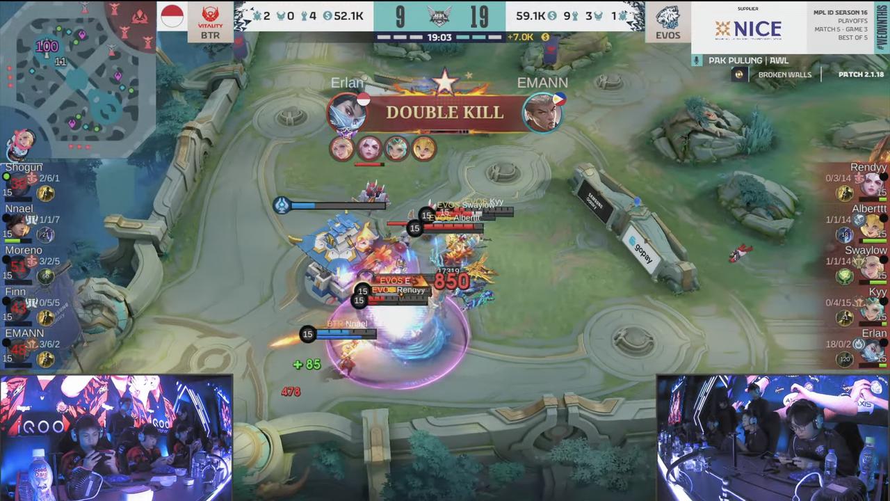 Hasil Playoff MPL ID S16 Hari ke-3: Evos Menang Telak 3-0, Bigetron by Vitality Tersingkir