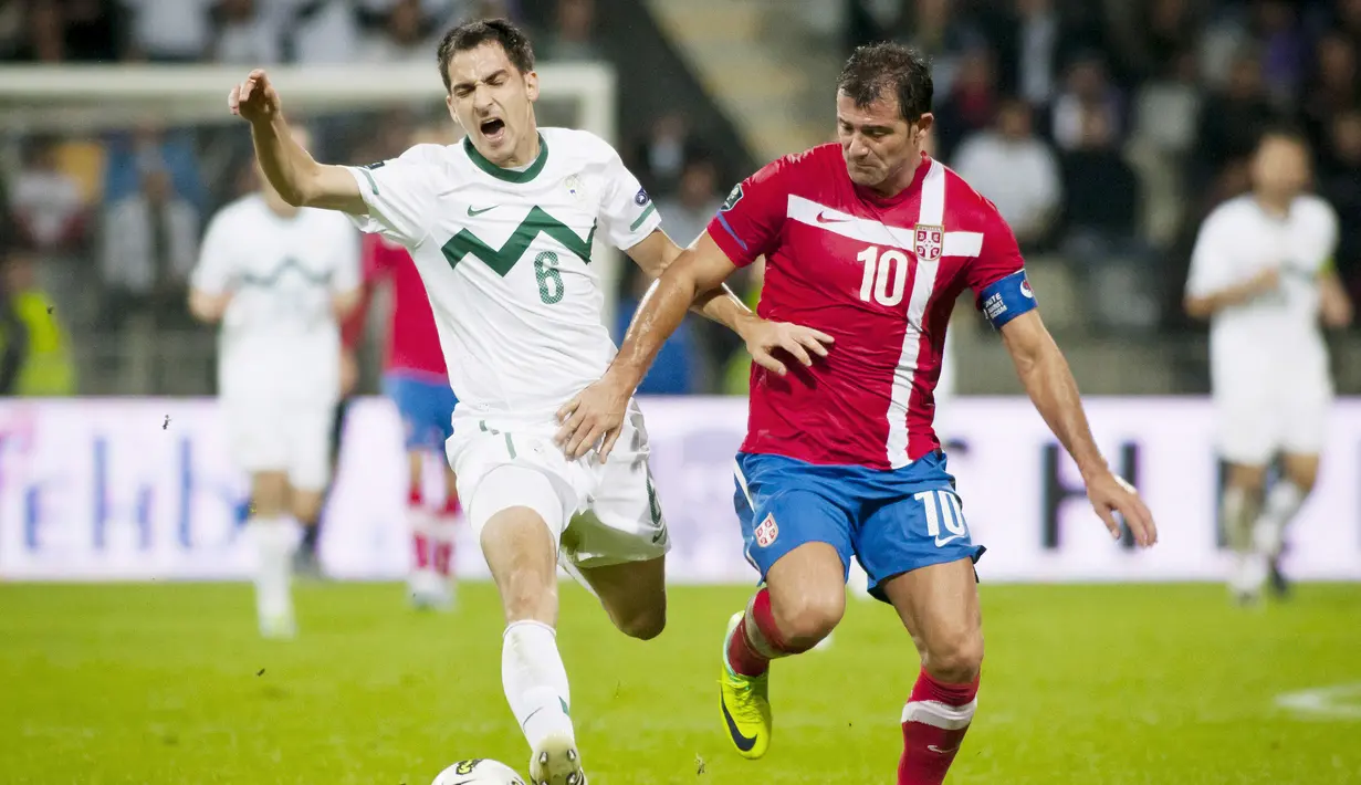 4 tahun berselang, Stankovic kembali masuk ke Piala Dunia 2010 namun kali ini berseragam Serbia. Hal tersebut karena Serbia dan Montenegro sudah menyatakan kemerdekaannya masing-masing. (AFP/Jure Makovec)