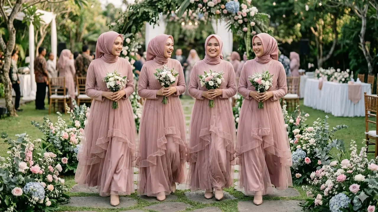Model Baju Bridesmaid Hijab (Foto: Gemini AI)