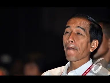 Entah sengaja atau tidak, Jokowi menunjukkan ekspresi wajah yang lucu, Jakarta, Sabtu (23/08/2014) (Liputan6.com/Miftahul Hayat)