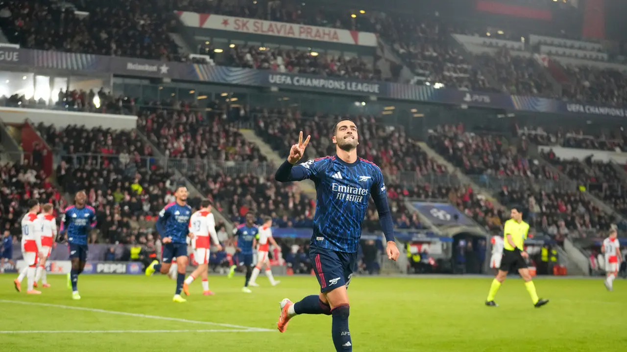 mikel merino di laga arsenal vs slavia praha