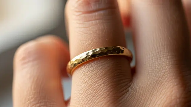 Cincin Emas Bertekstur (Hammered/Brushed Finish)