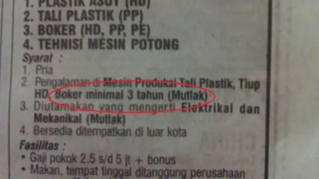 6 Lowongan Kerja di Koran Ini Bikin Geleng Kepala
