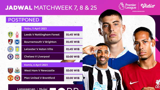 Jadwal dan Live Streaming Liga Inggris Laga Tunda Pekan Ini di Vidio
