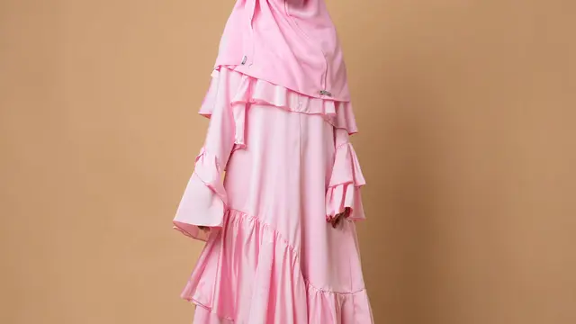 Gaun Maxi Pesta Muslimah Satin Pastel