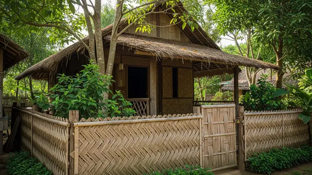 Model Pagar dari Bambu Anyam yang Estetik
